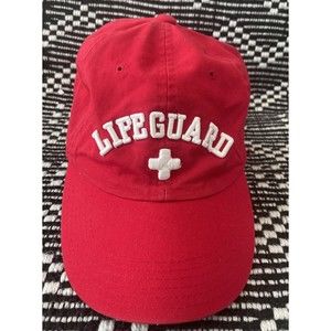 steve and barry’s lifeguard hat red fitted XL Embroidered spell out Y2K